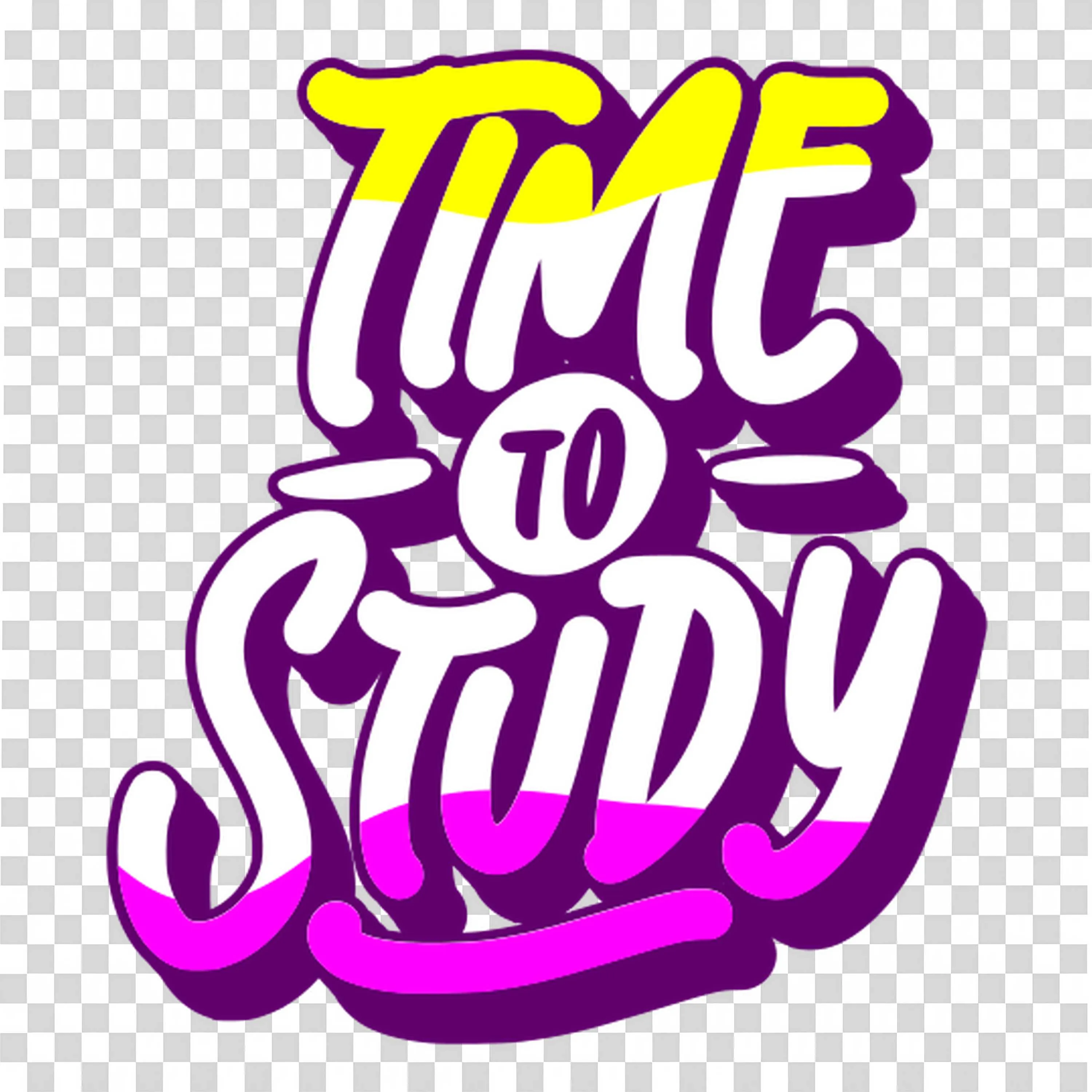 Motivational Time to Study Text in Yellow and Purple Colour