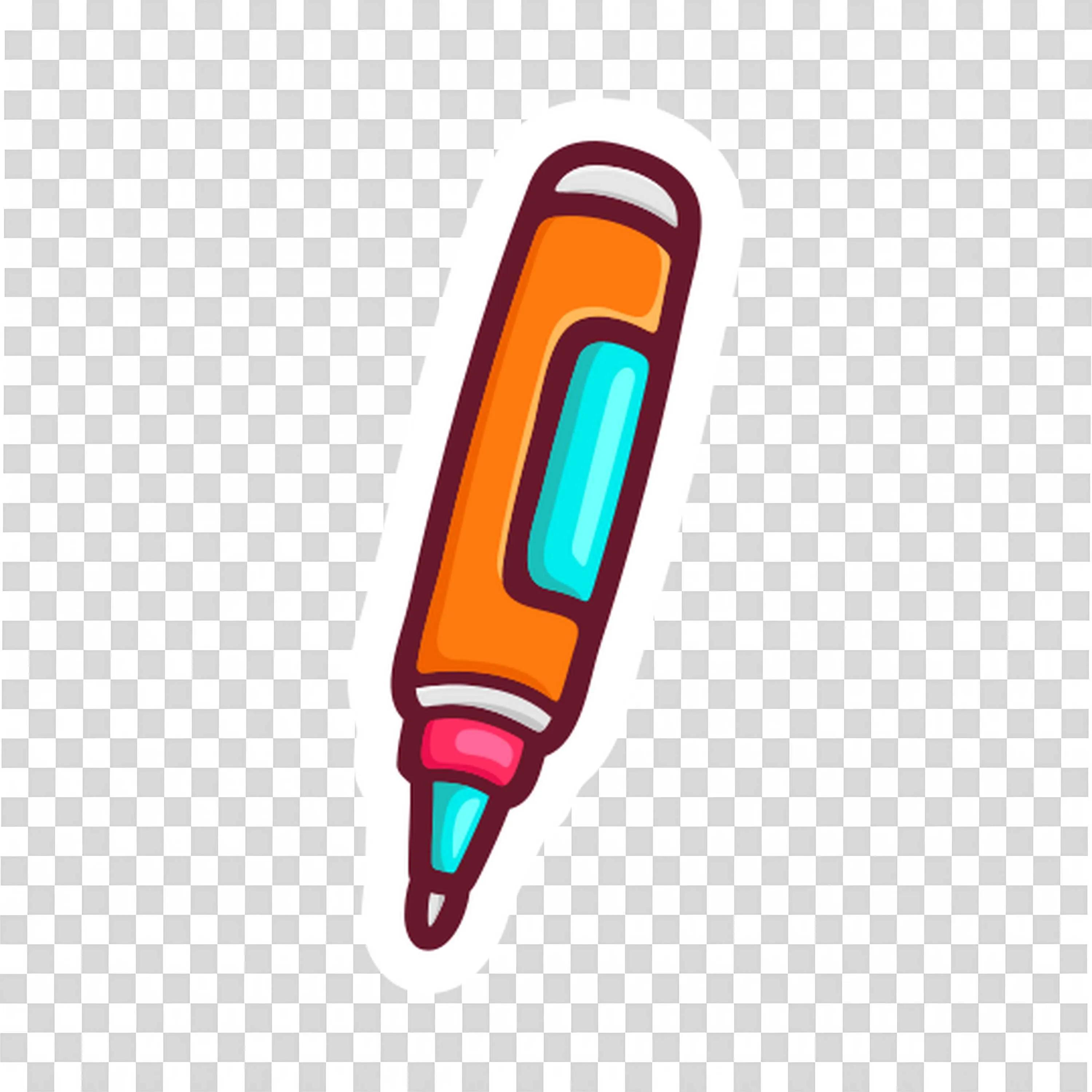 Multicoloured Marker Pen Against a White Background Png