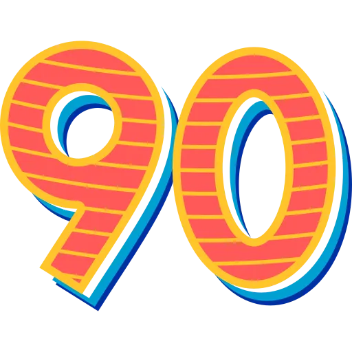 Number 90 bright and fun for learning milestones free PNG