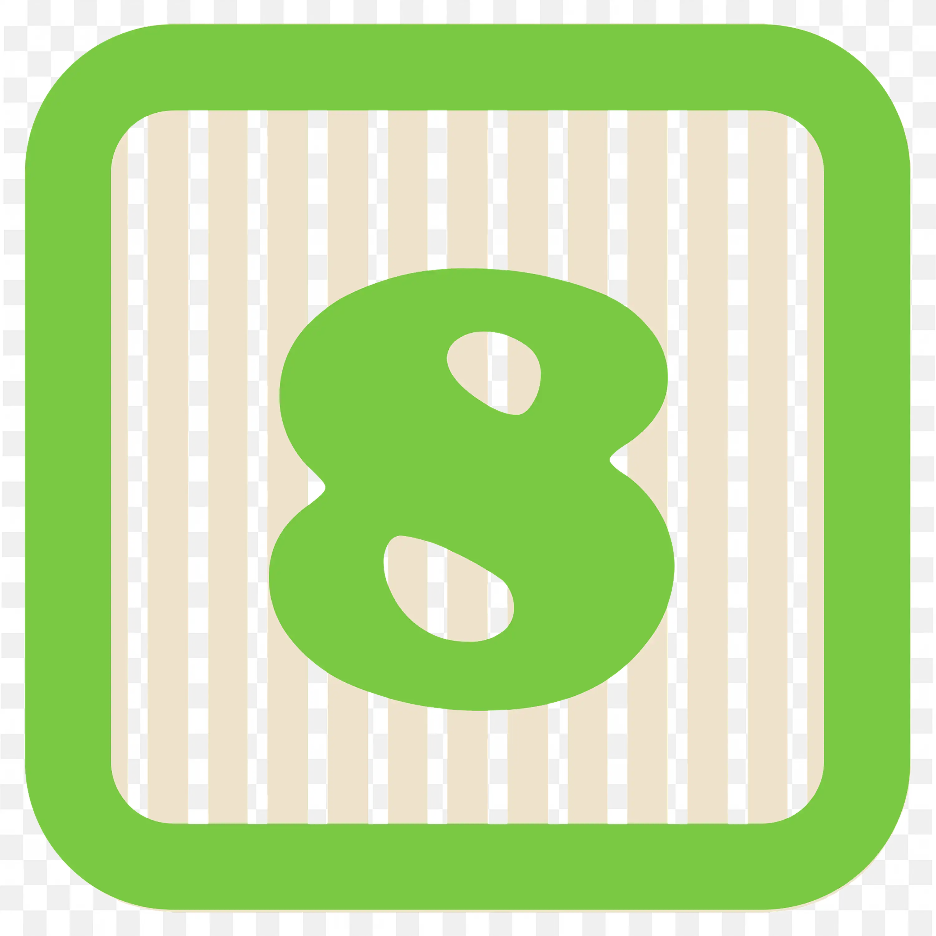 Number Eight Frame with Green and Black Vertical Strip PNG