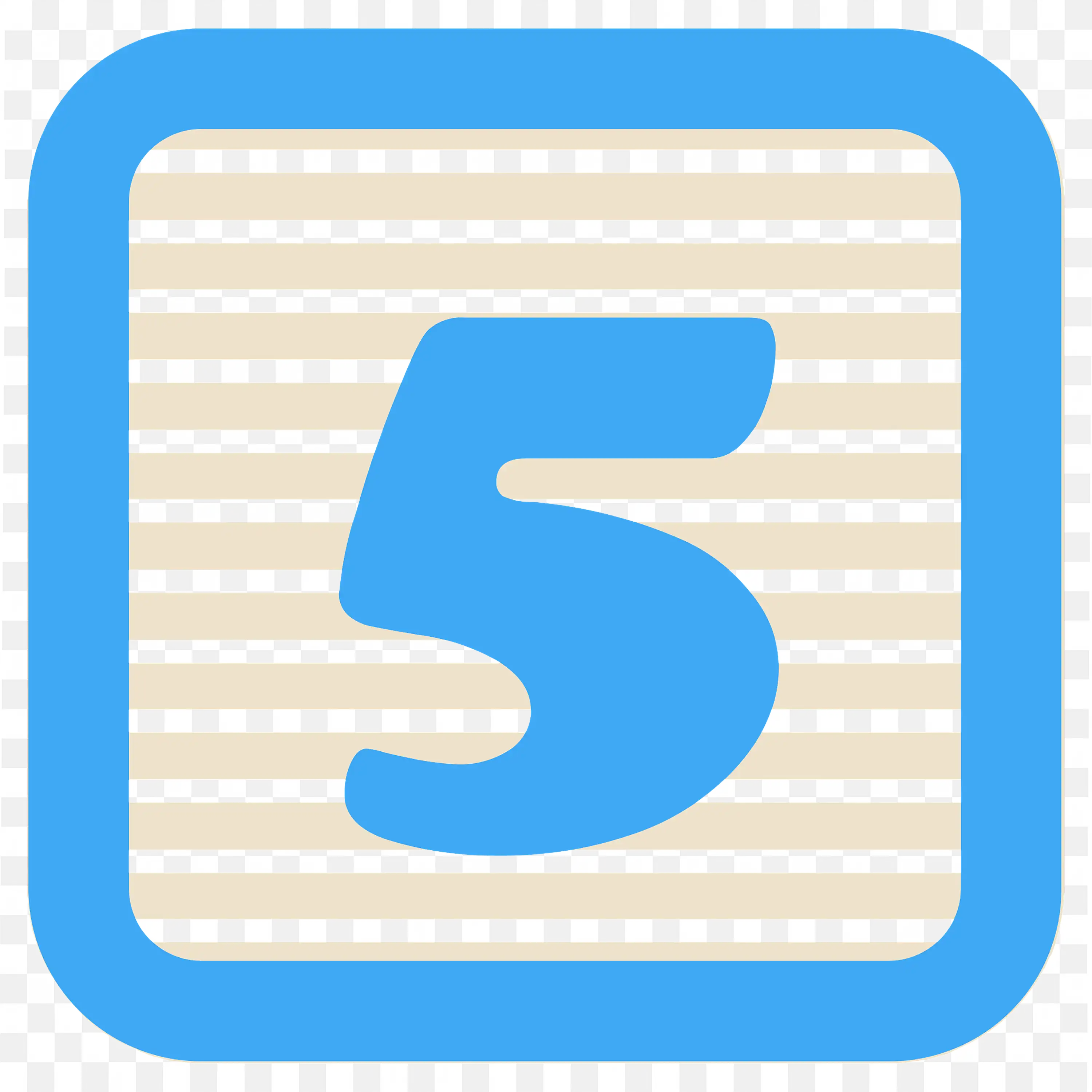Number Five in Blue Colour with Horizontal Strips PNG Free