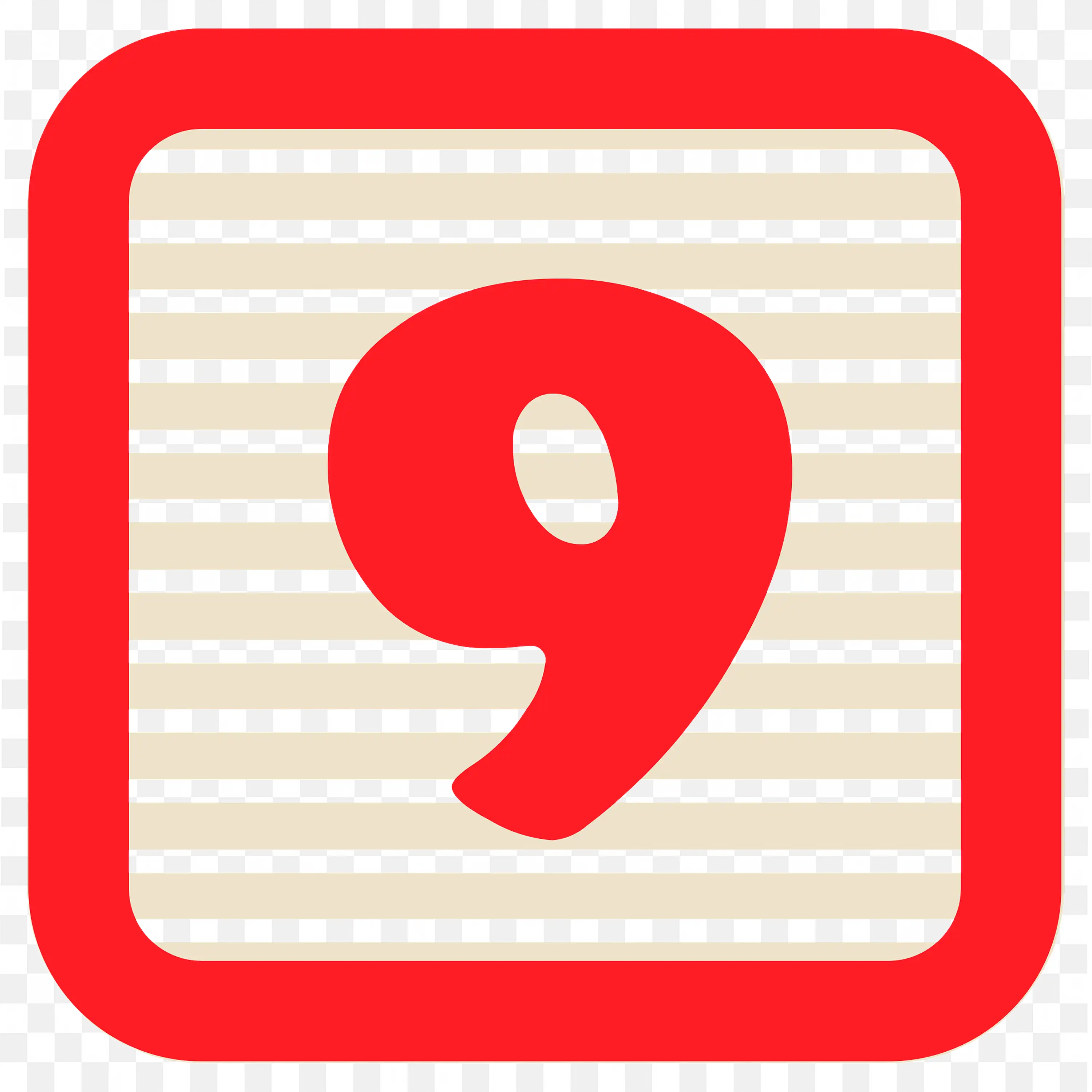 Number Nine is Inside the Red Square Box with Line Strip PNG