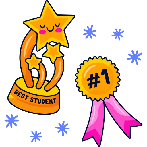 Number one badge for top student success PNG download