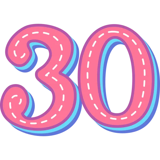 Number Thirty Used in Learning Basic Numbers and Counting