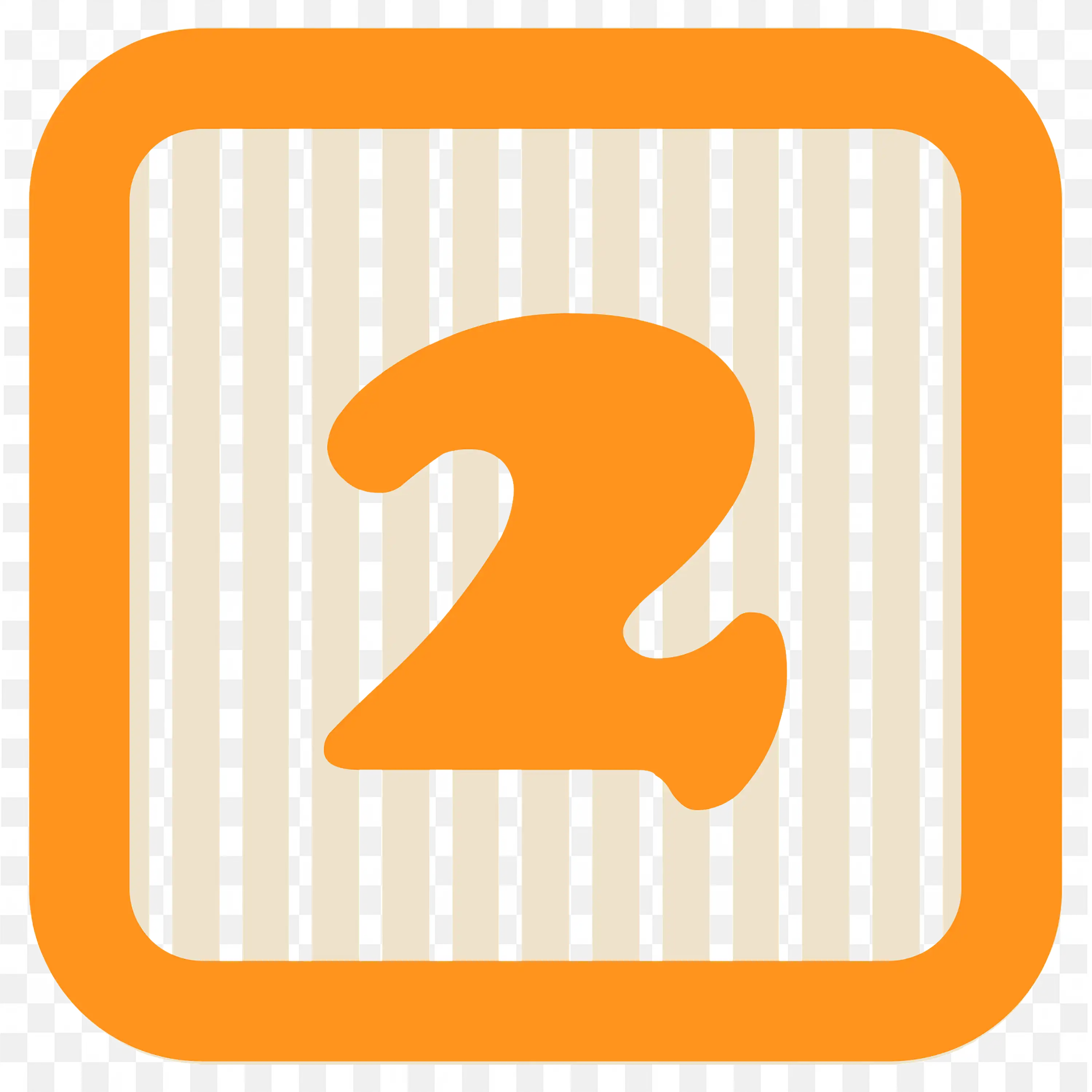Number Two Rounded with Orange Colour and Black Strip PNG