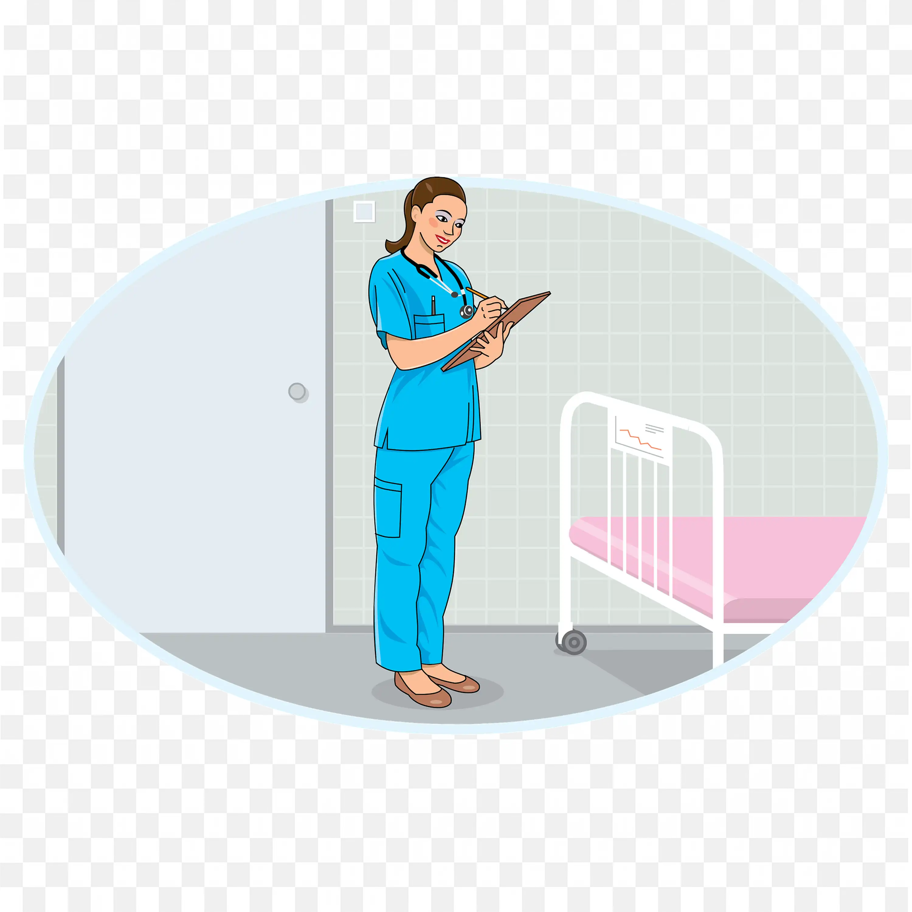 Nurse Monitoring the Daily Condition of a Patient Health PNG