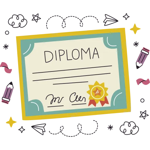 Official diploma certificate shows completion of school