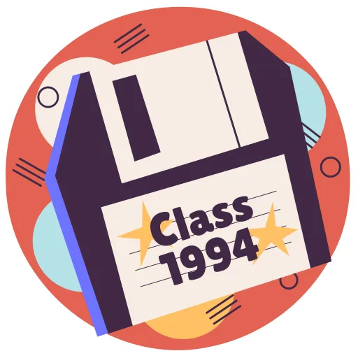Old school class badge symbolizing nostalgia and memories