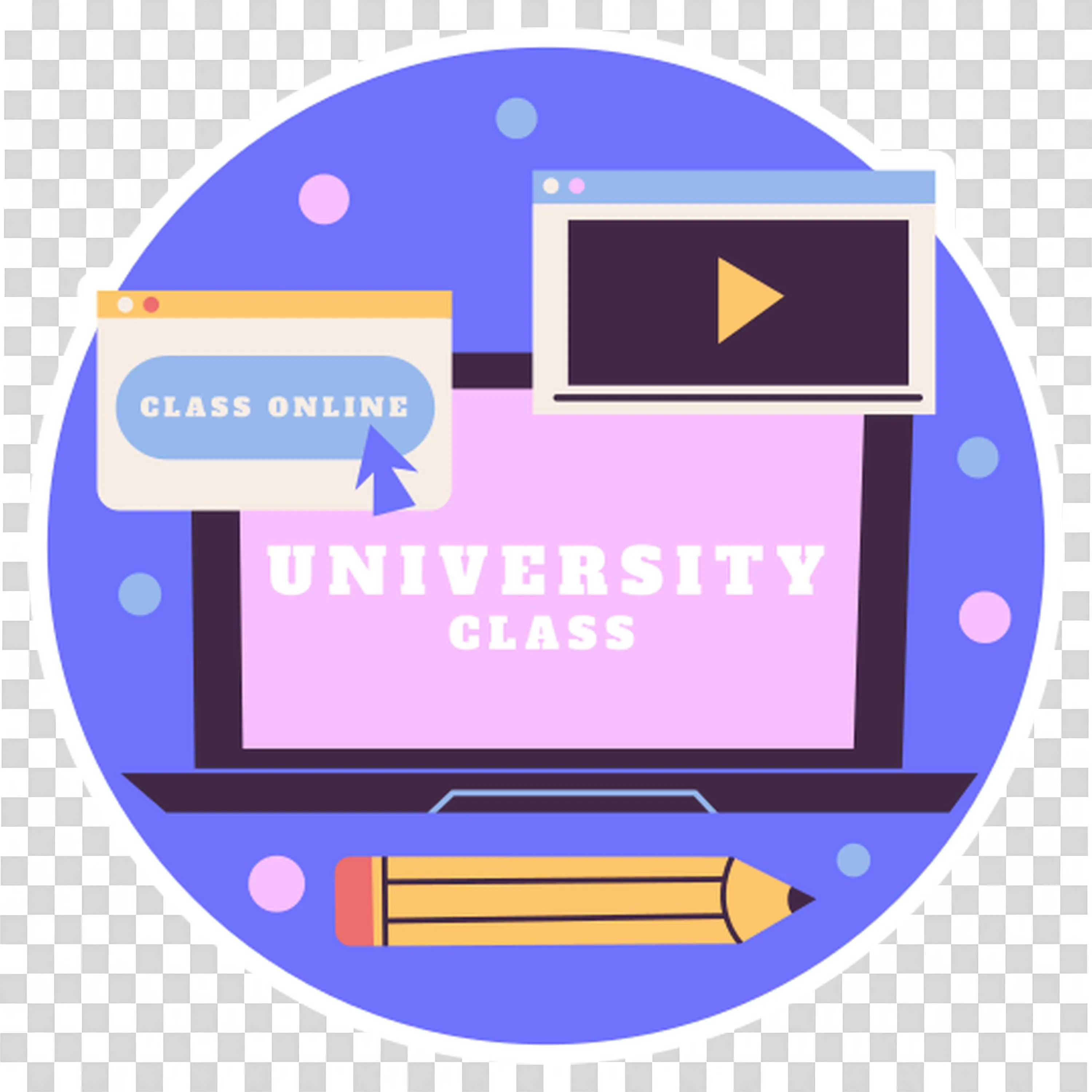 Online University Class Icon for Virtual Learning PNG Image