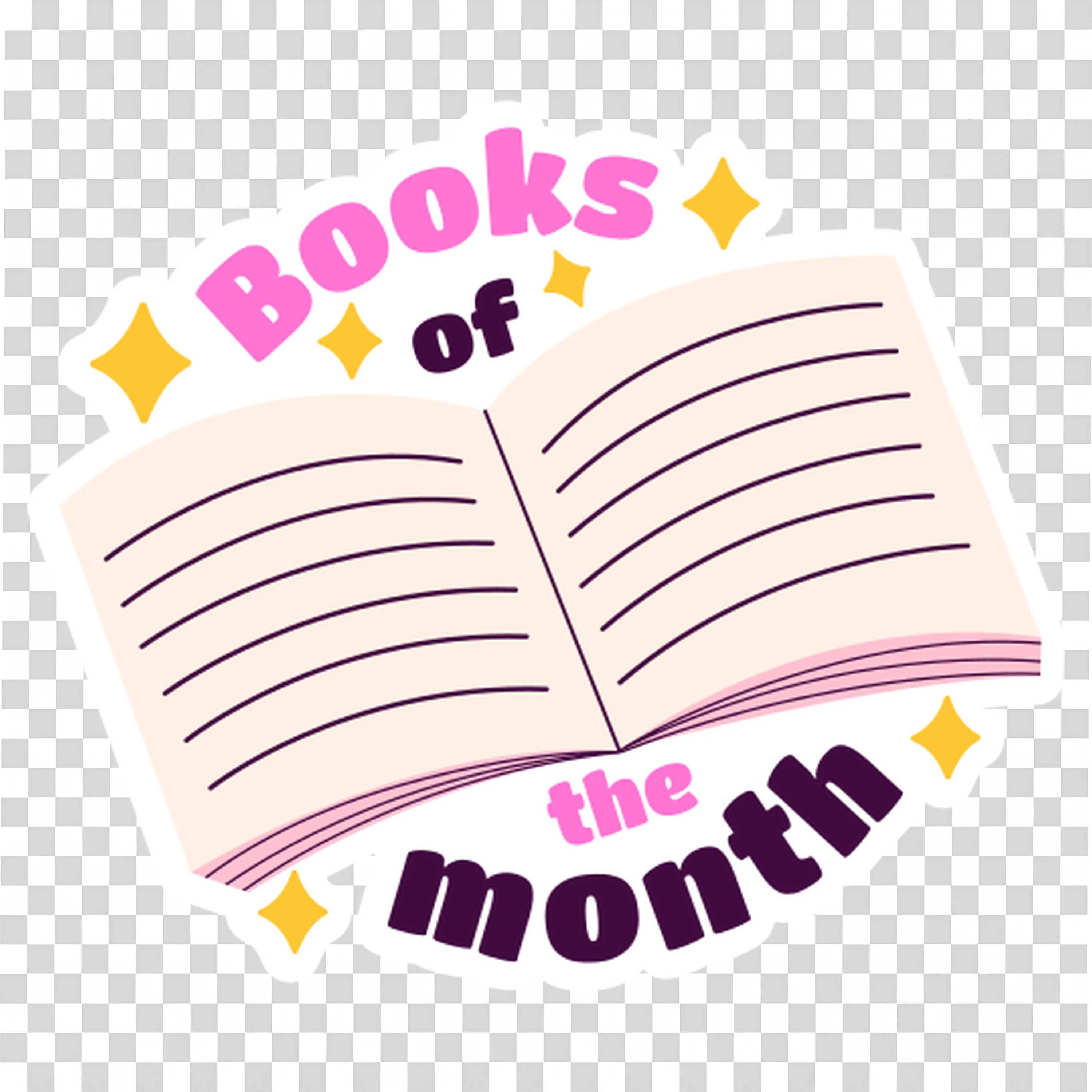 Open Book Titled Books Of the Month with Sparkles PNG Image