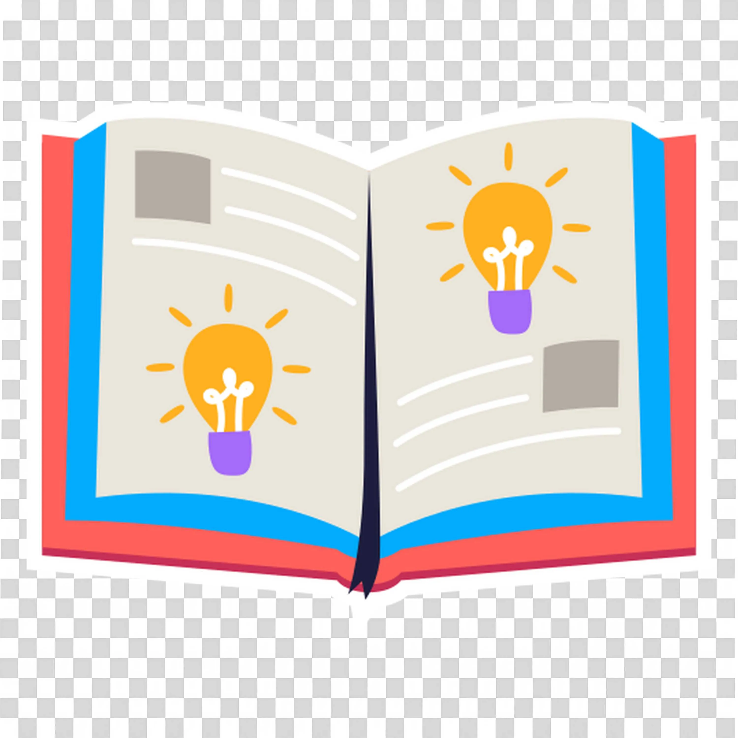 Open Book with Bright Ideas and Creative Insights Free Png