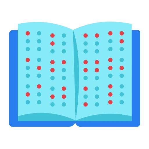Open Book with Colorful Symbols and Study Highlights