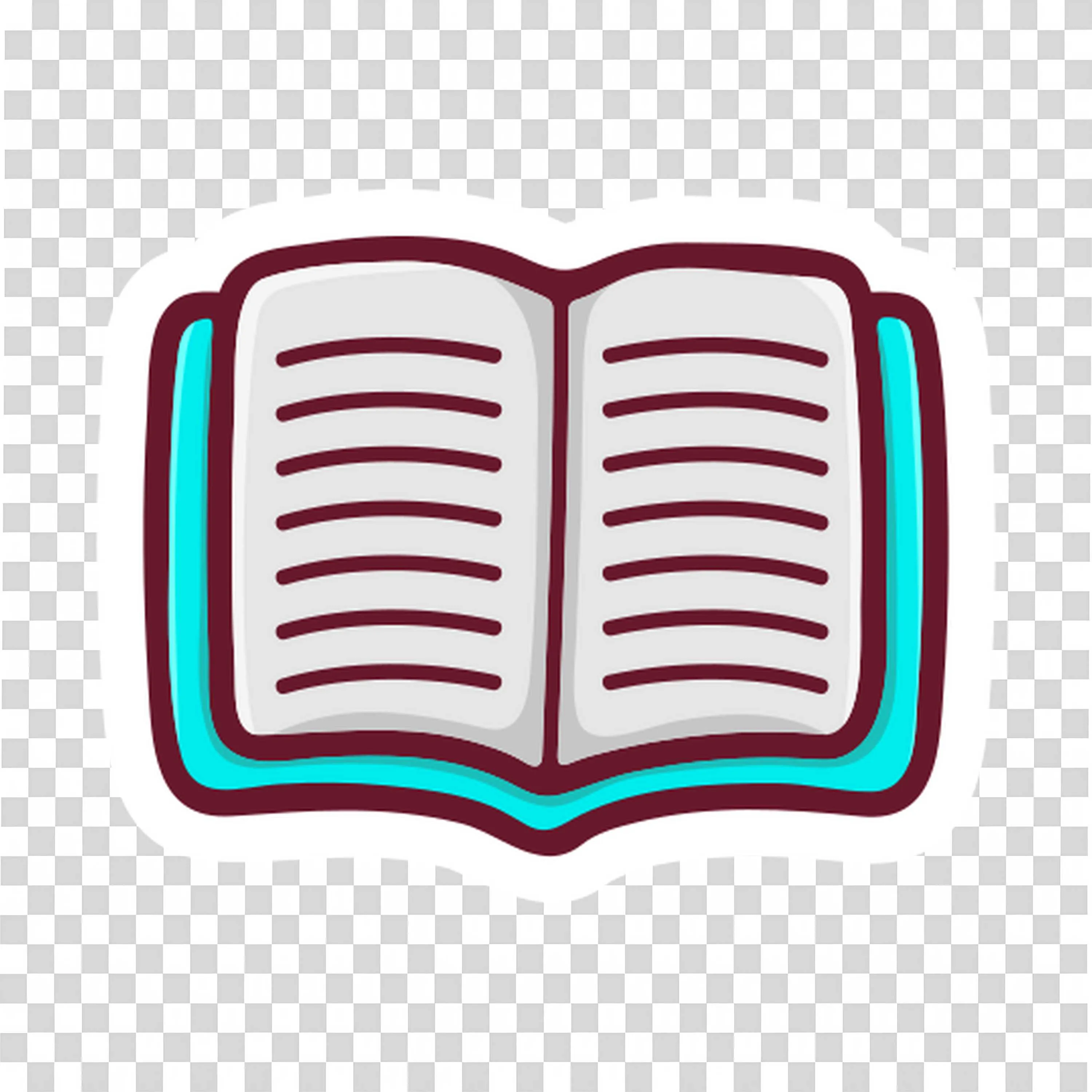 Open Book with Lines and Blue Border Illustration Free Png
