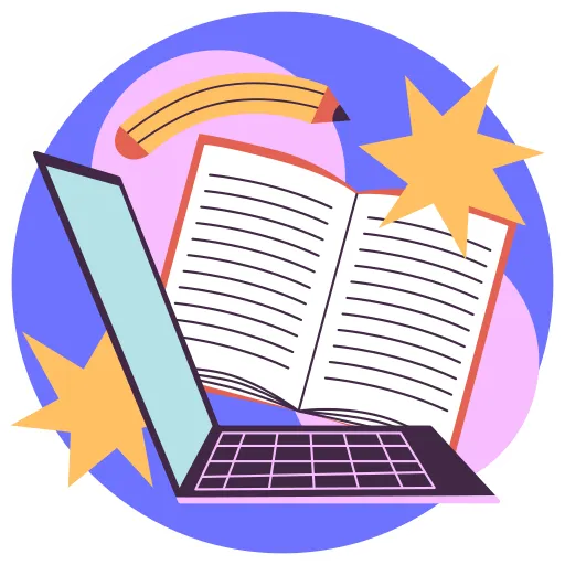 Open book with star decorations showing academic excellence