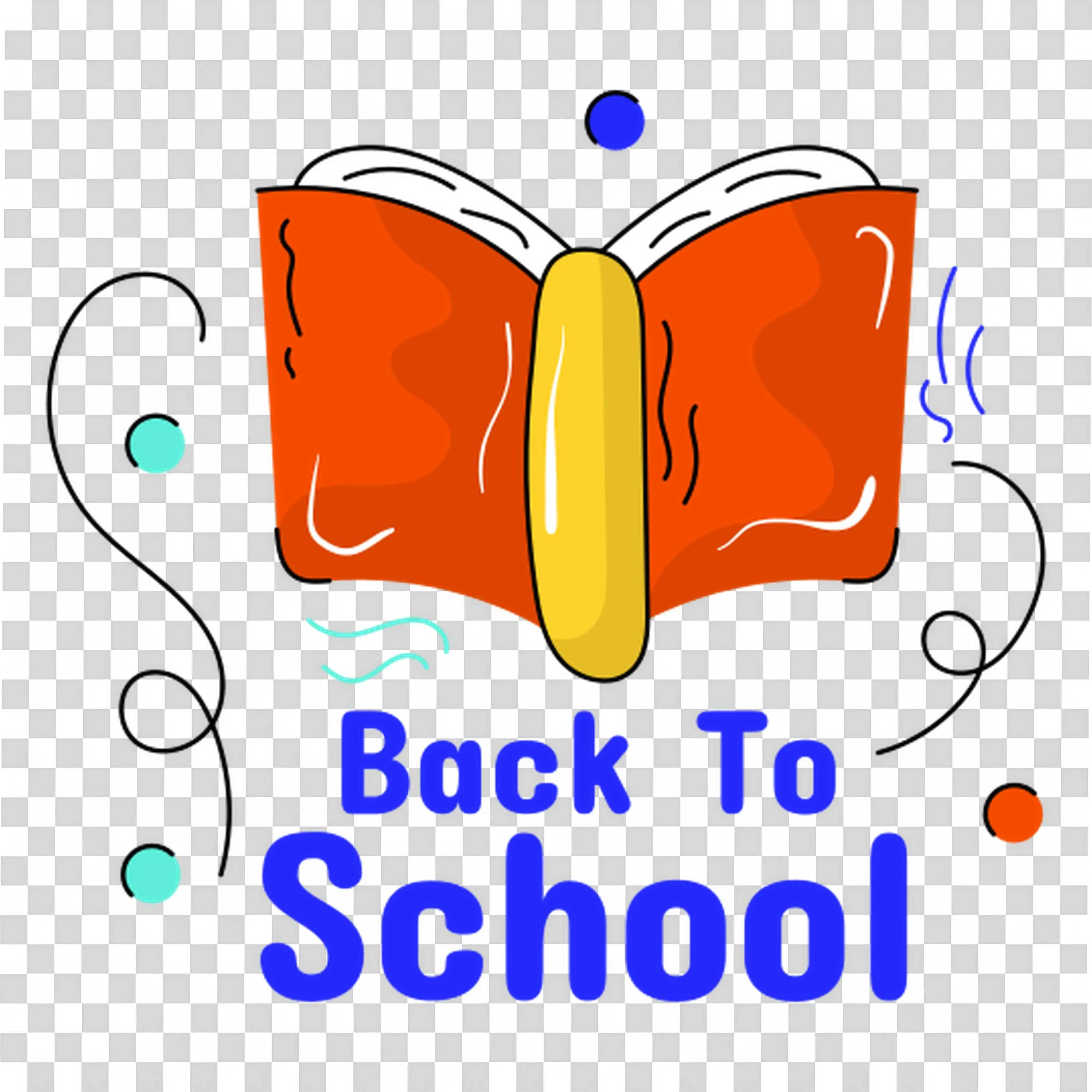 Open Red Book with Back to School Blue Text Free PNG Image