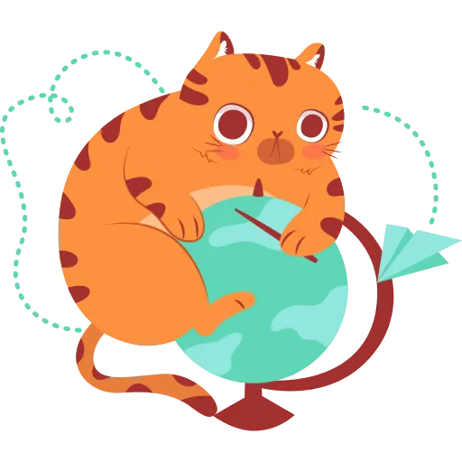 Orange cat sitting with round ball and blushing free PNG