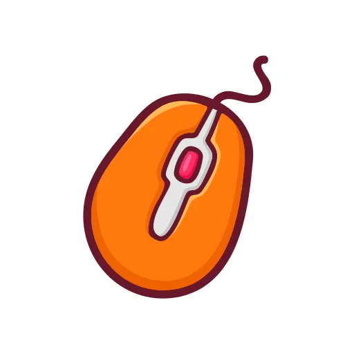 Orange Computer Mouse with Cord on White Background