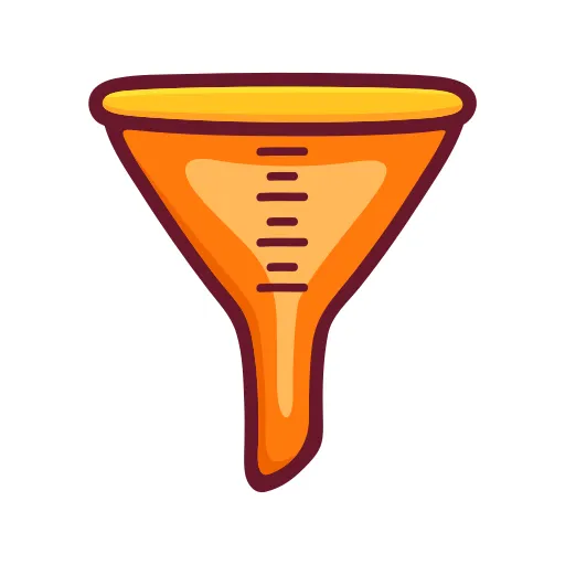 Orange funnel symbol representing science experiments