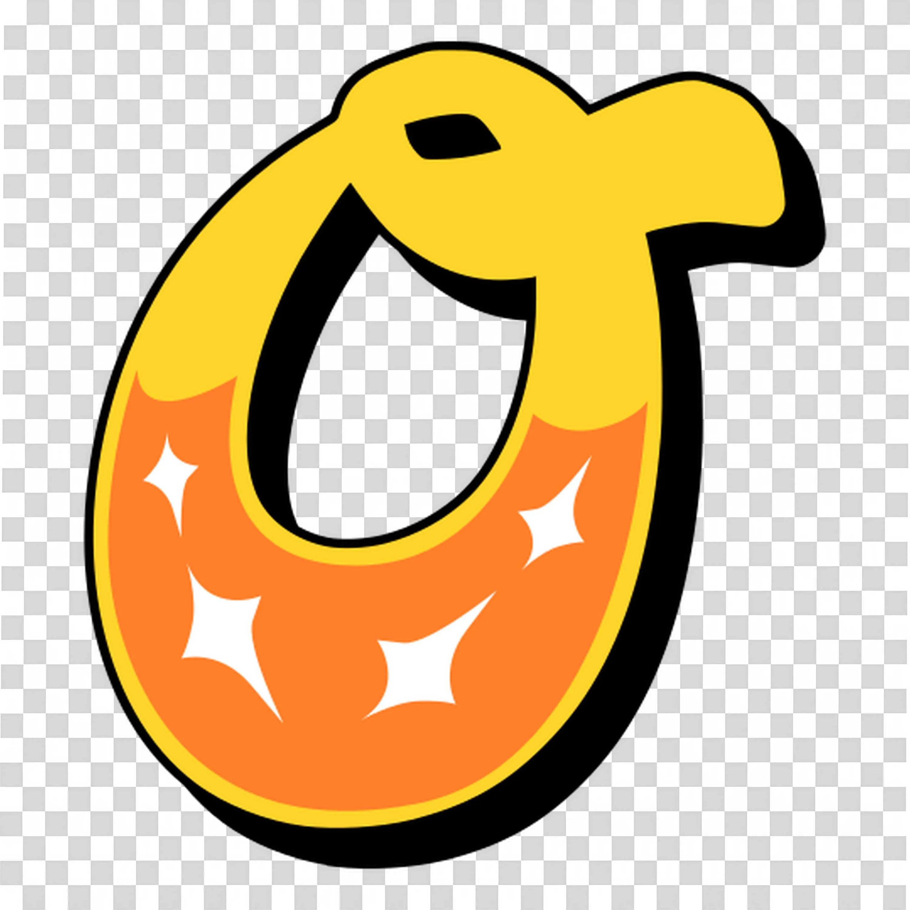 Orange Letter O with Shiny Sparkle and Black Outline Png