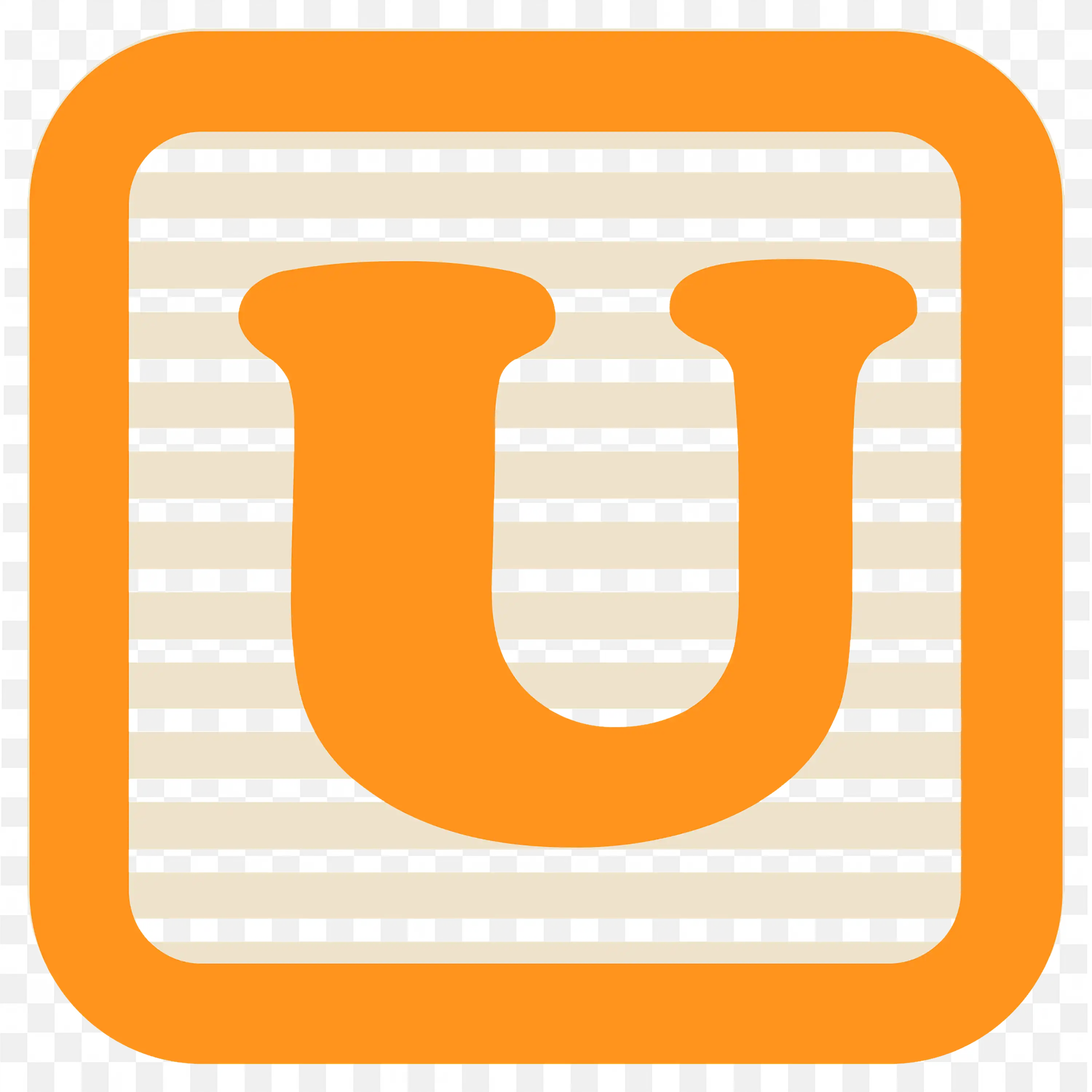 Orange Letter U in a Square Frame with Horizontal Strip PNG