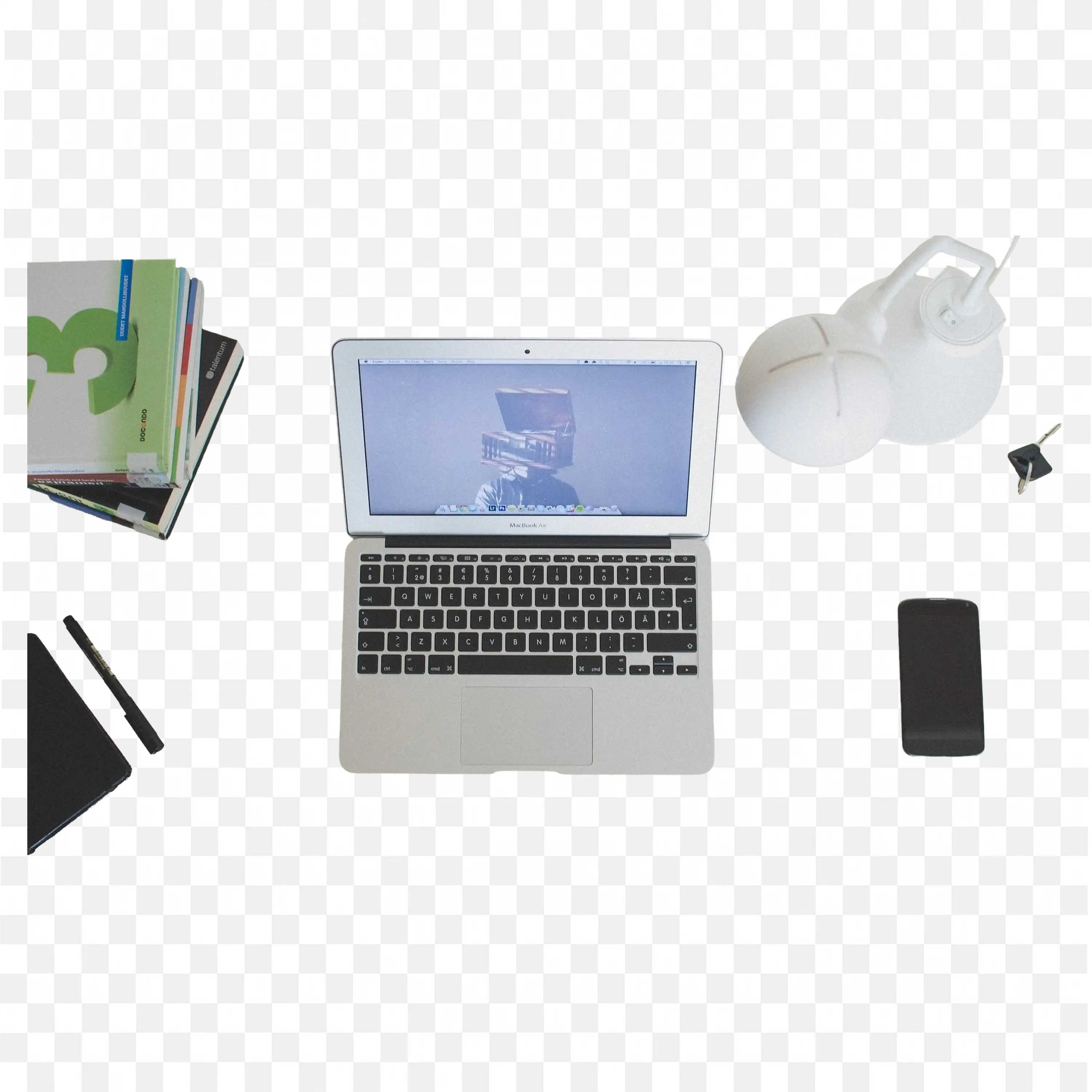 Organized Office Essentials with Laptop Phone other Supplies