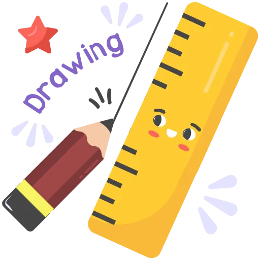 Pencil and Ruler for Practicing Drawing and Geometry Activities