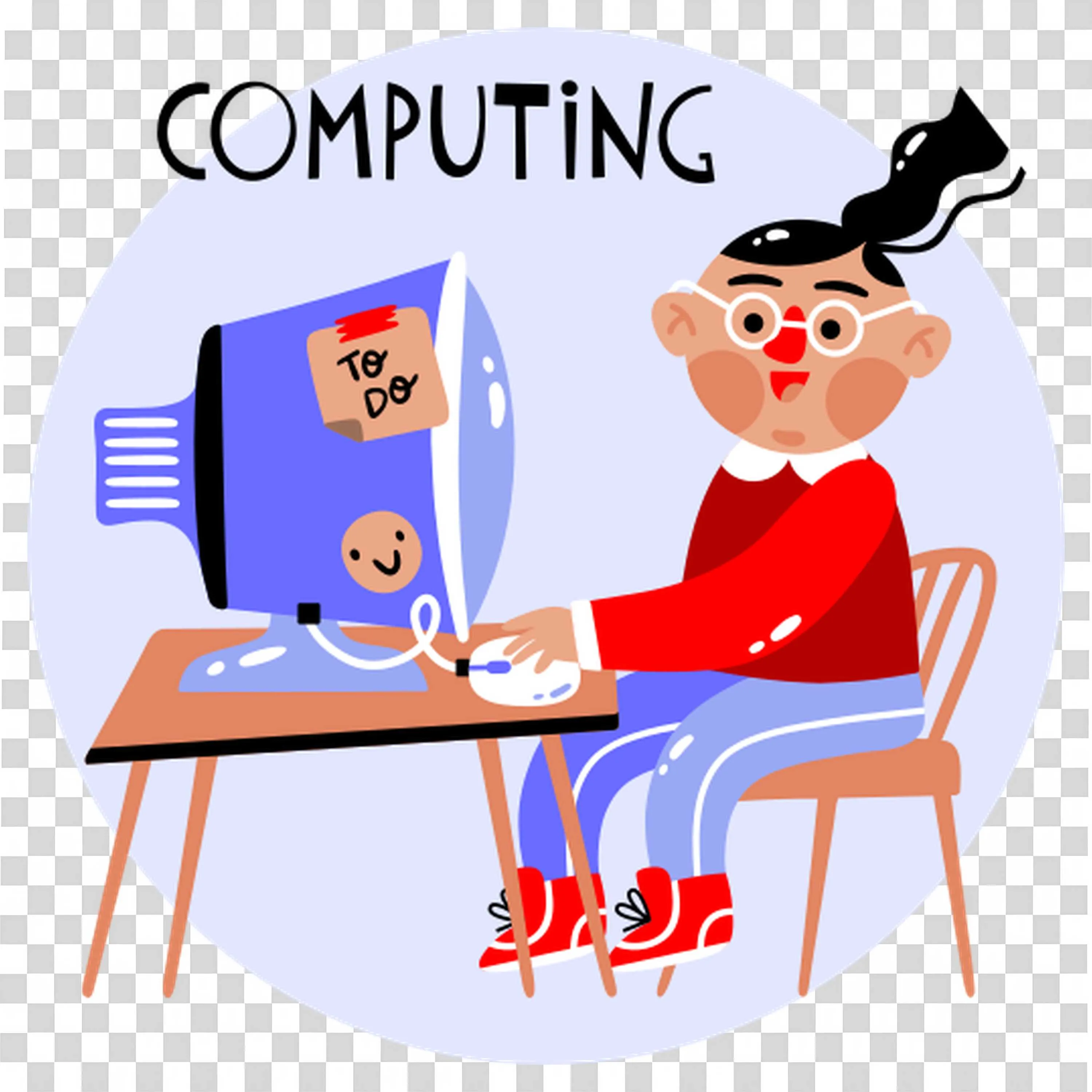 Person Computing at Desk with to Do List and Cheerful Mood