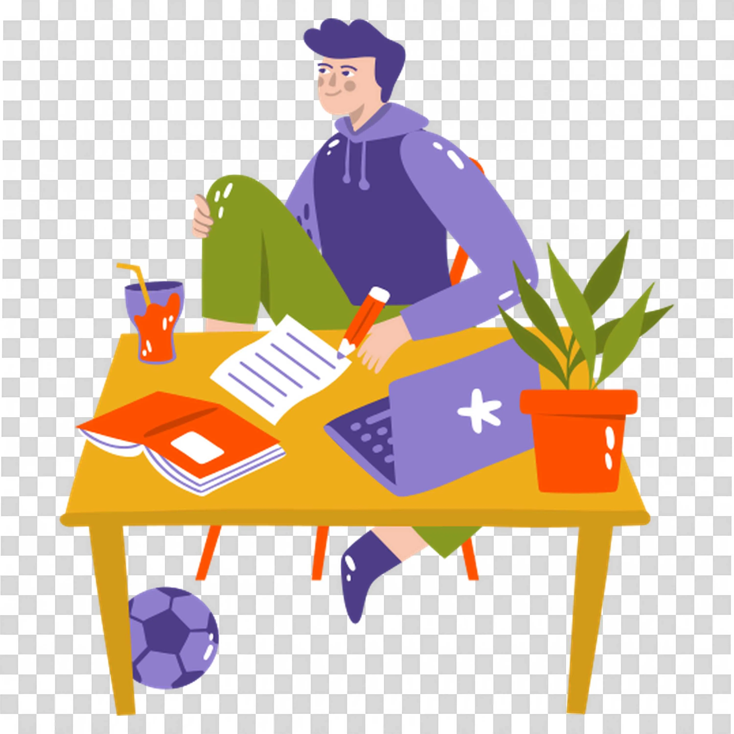 Person Studying with Books Laptop and Drink on the Desk