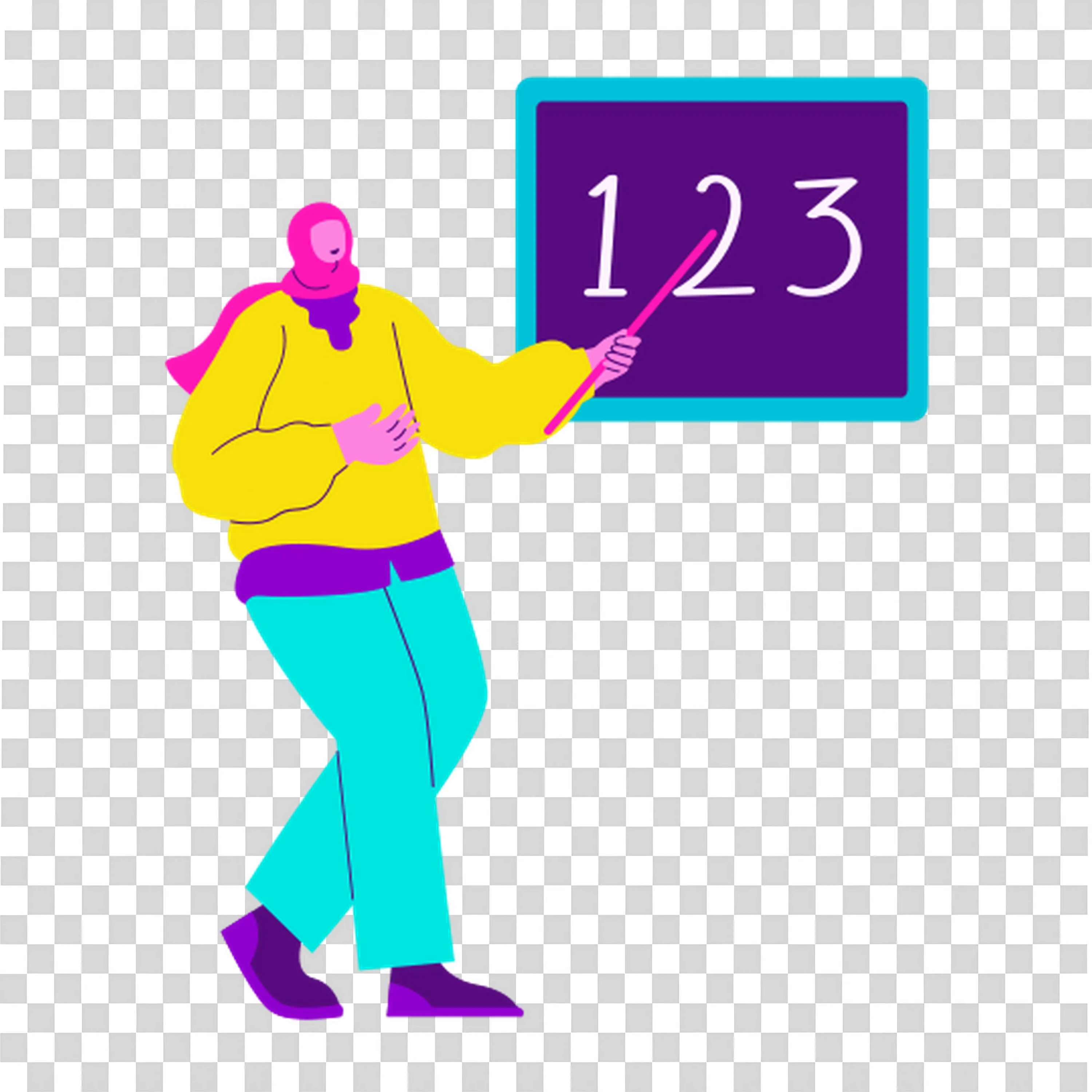 Person Teaching Numbers One Two Three on the Blackboard