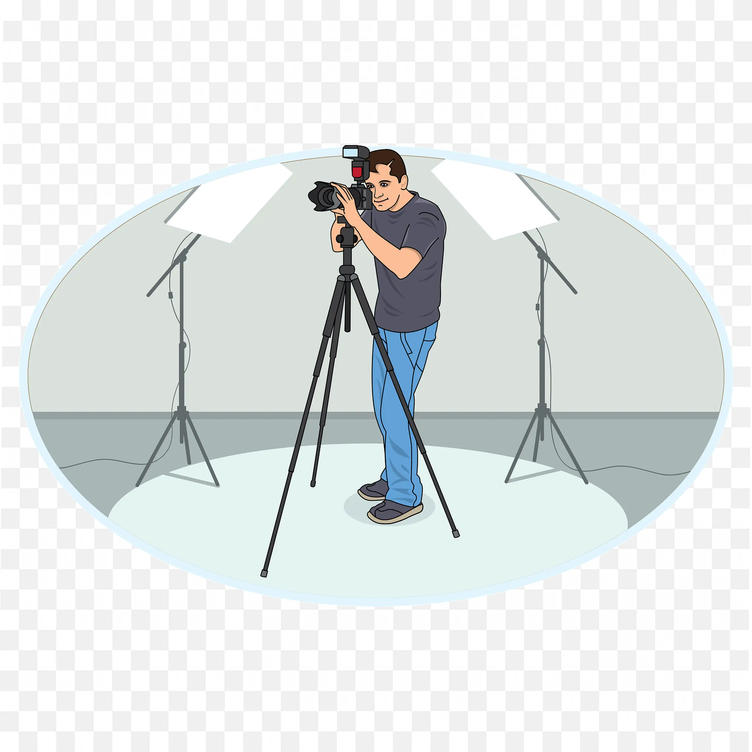 Photographer Taking Pictures with Camera in the Studio PNG