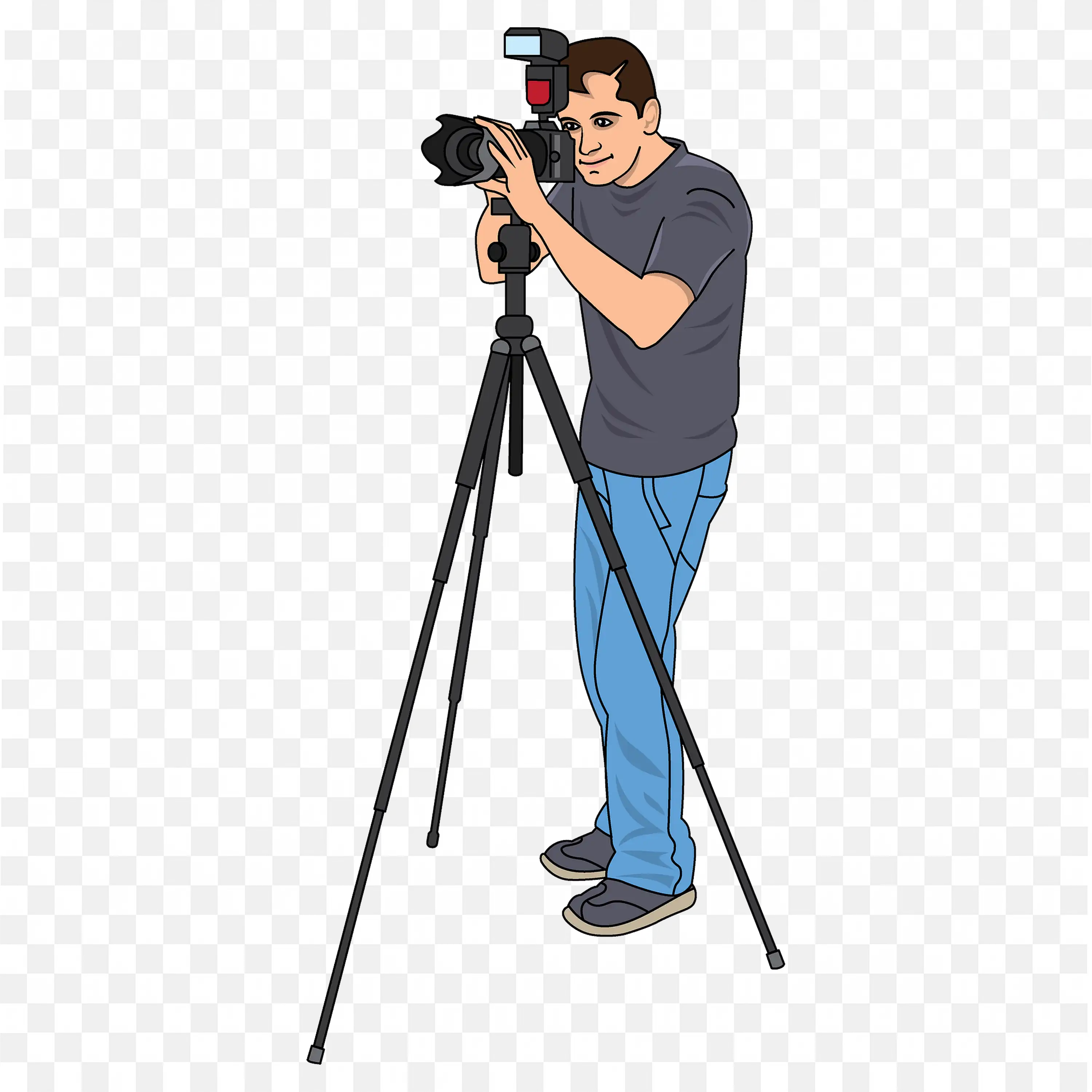 Photographer using Camera on Photography Stand for Photos