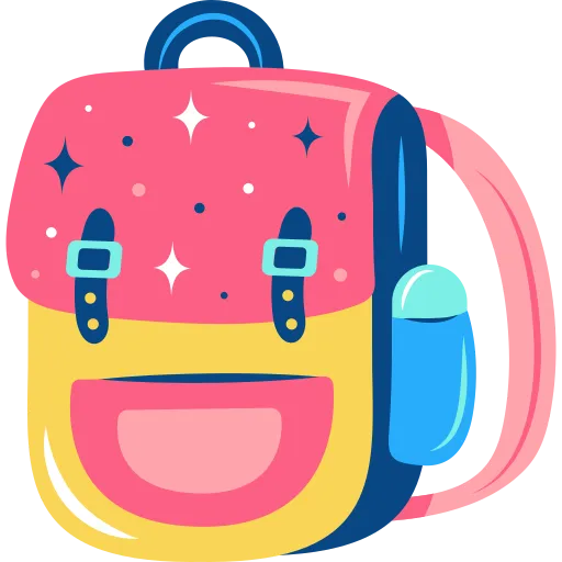 Pink and Blue School Backpack with Stationery Supplies