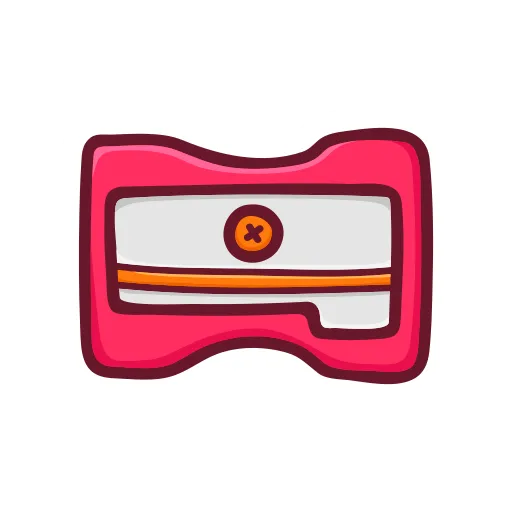 Pink and Red Pencil Case with Button and sharpner PNG