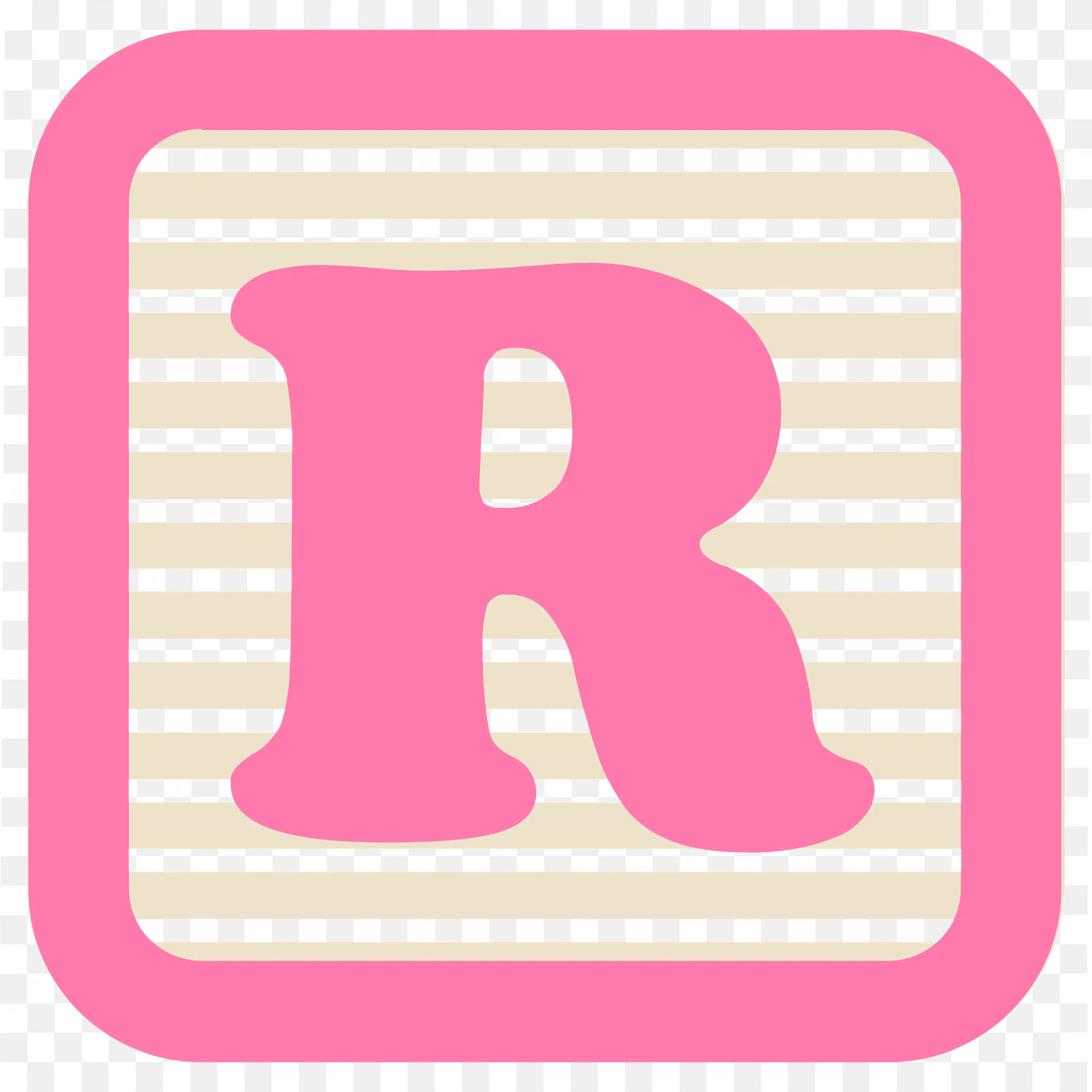 Pink Letter R Block on with Green and Black Stripes PNG