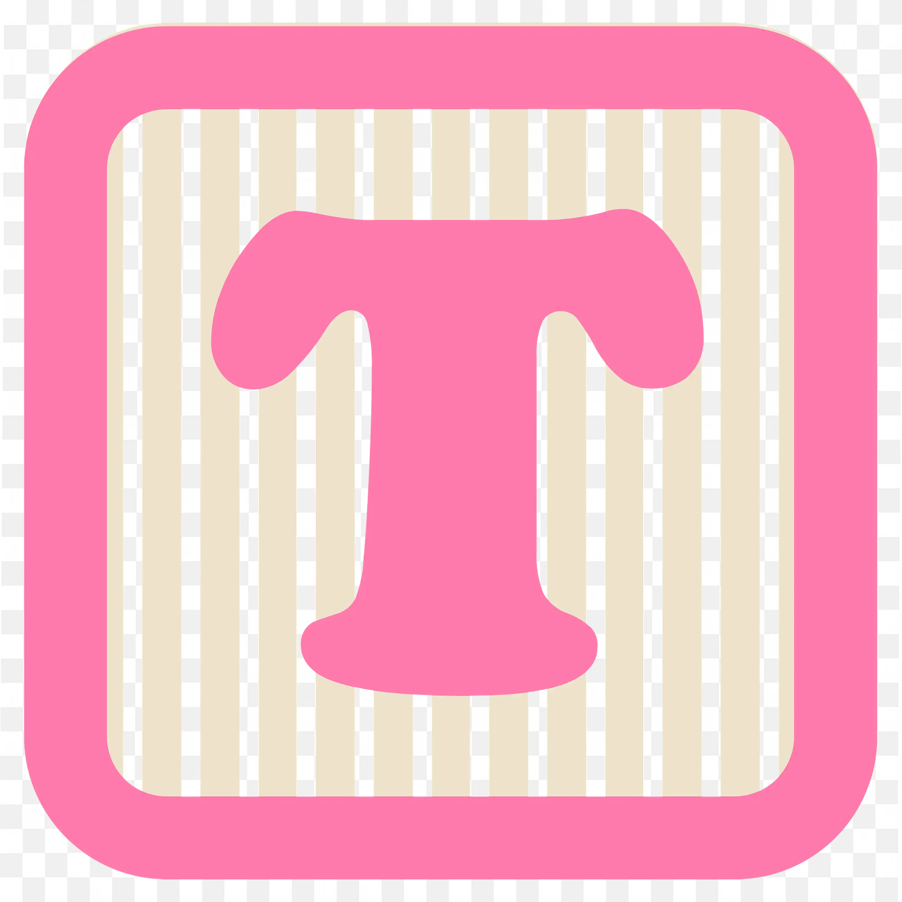 Pink Letter T Block in White Striped Design Free PNG