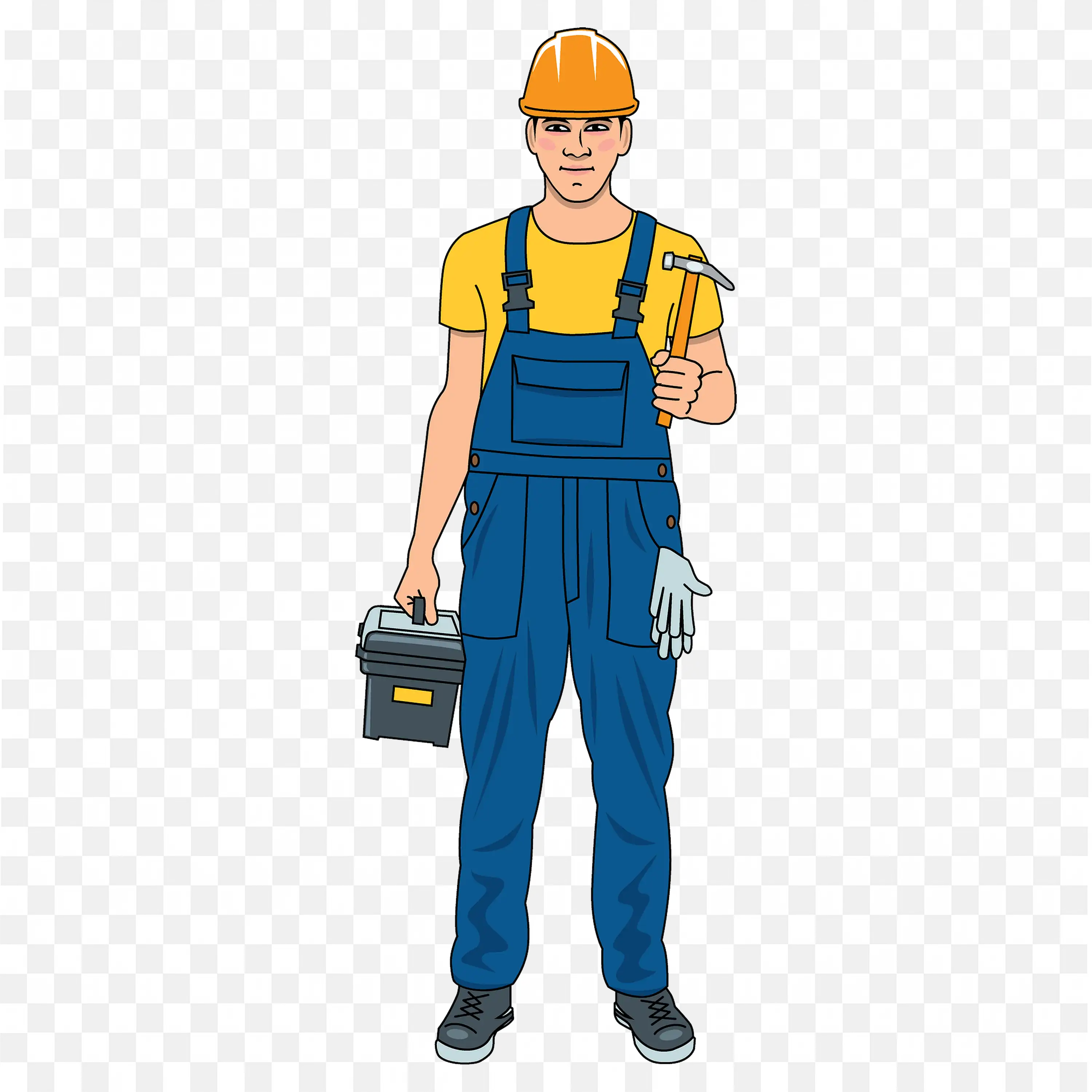 PNG Image of a Fixer with Tools and Safety Gear for Free