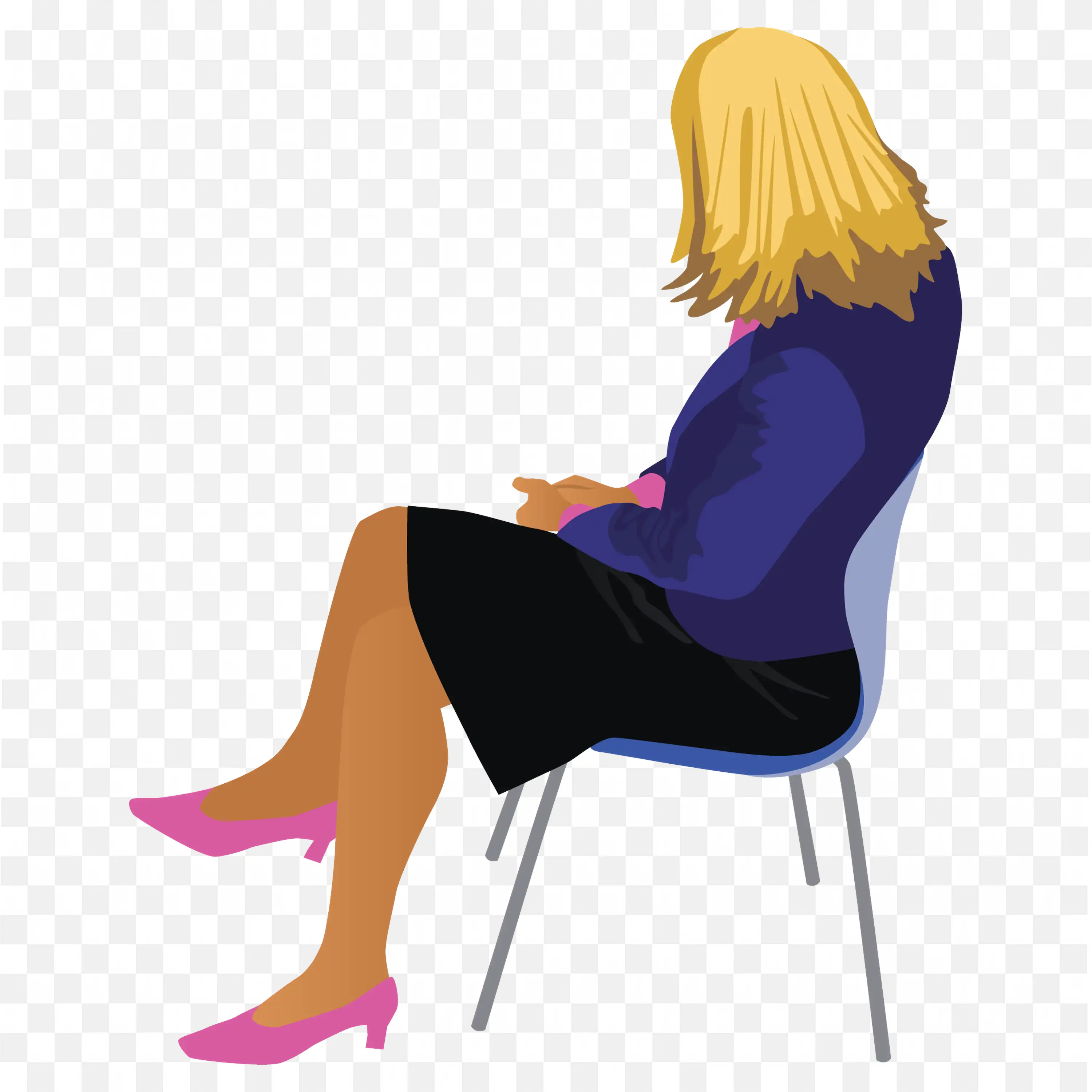 Professional Woman Sitting in Office Chair PNG Image Free