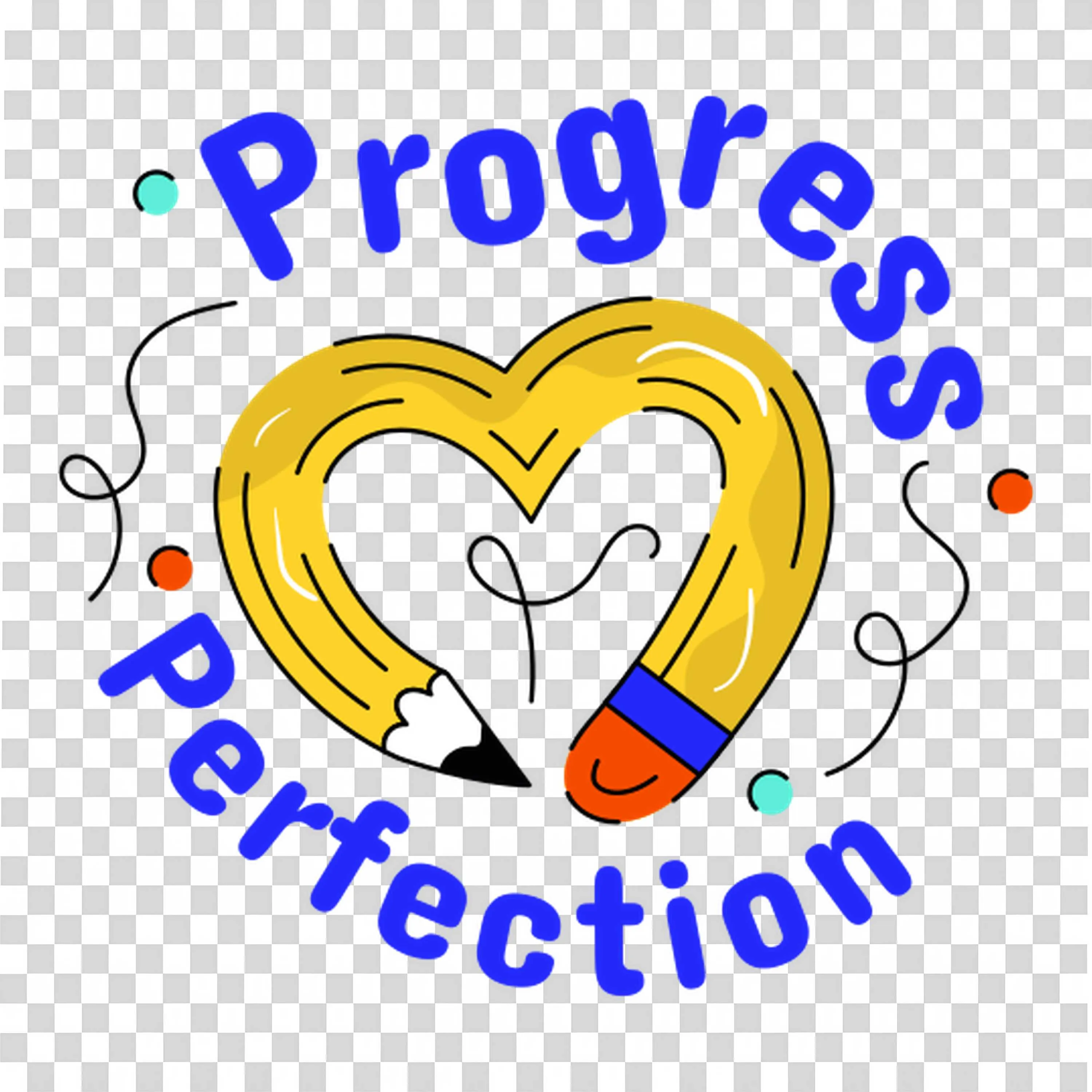Progress and Perfection Heart Shaped Pencil Illustration Png