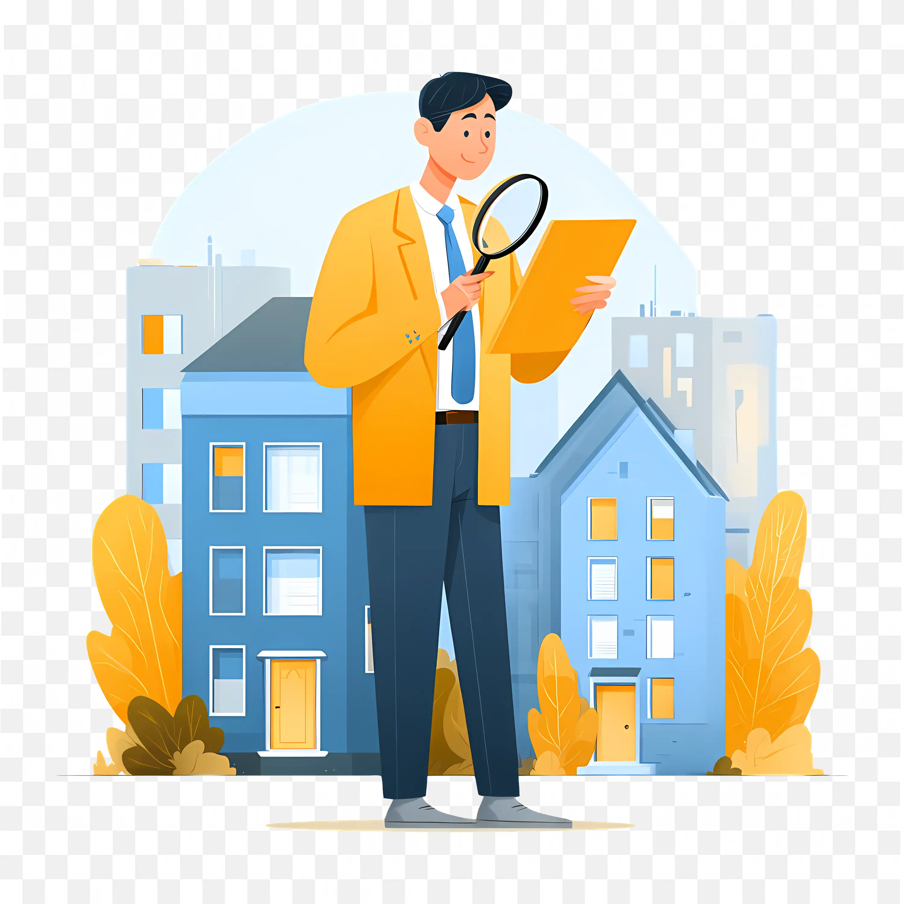 Property Inspector with Clipboard and Homes High Quality PNG