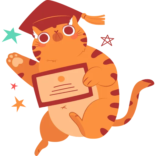 Proud cat ready to graduate holding certificate free PNG