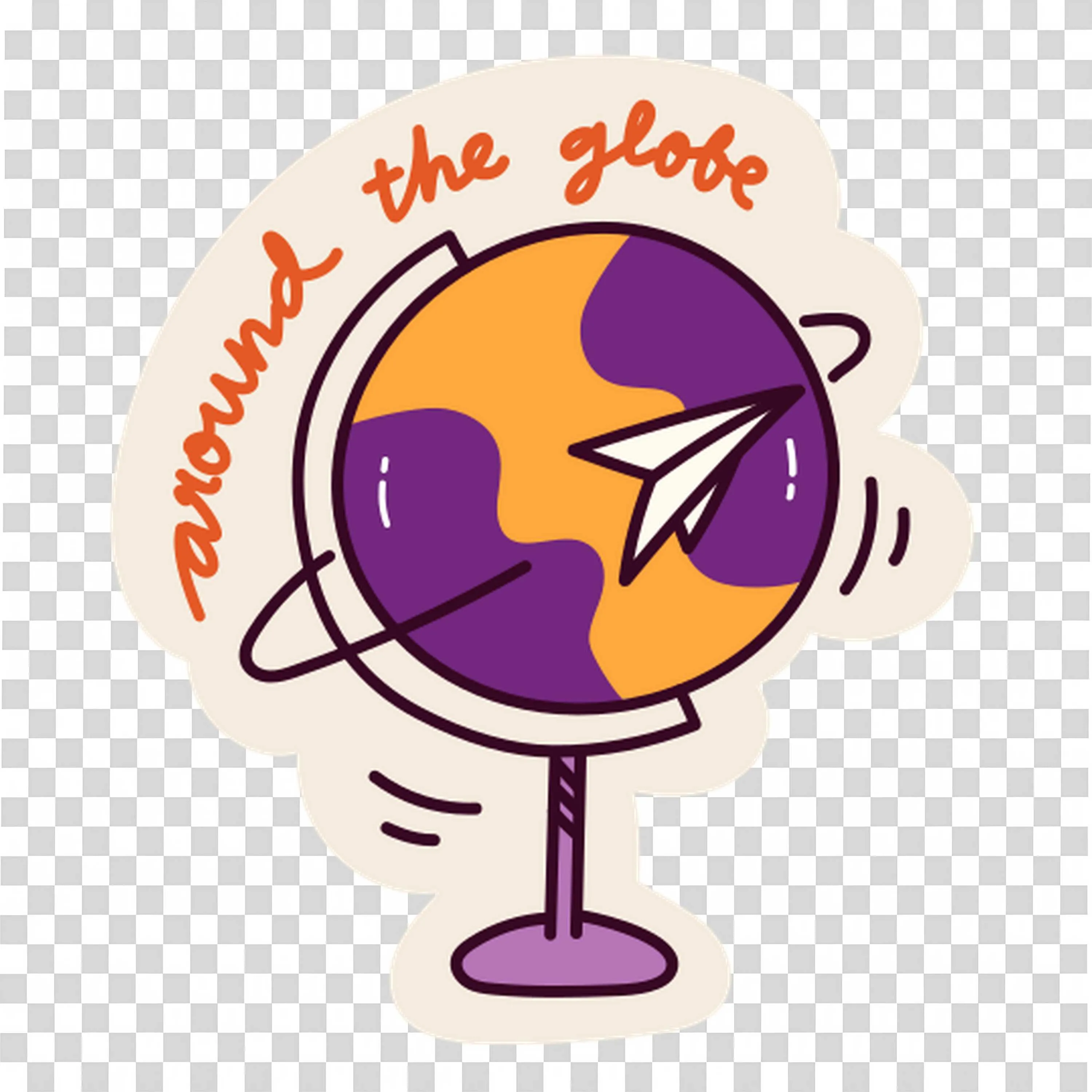 Purple and Orange Colour Globe with Around the Globe Text