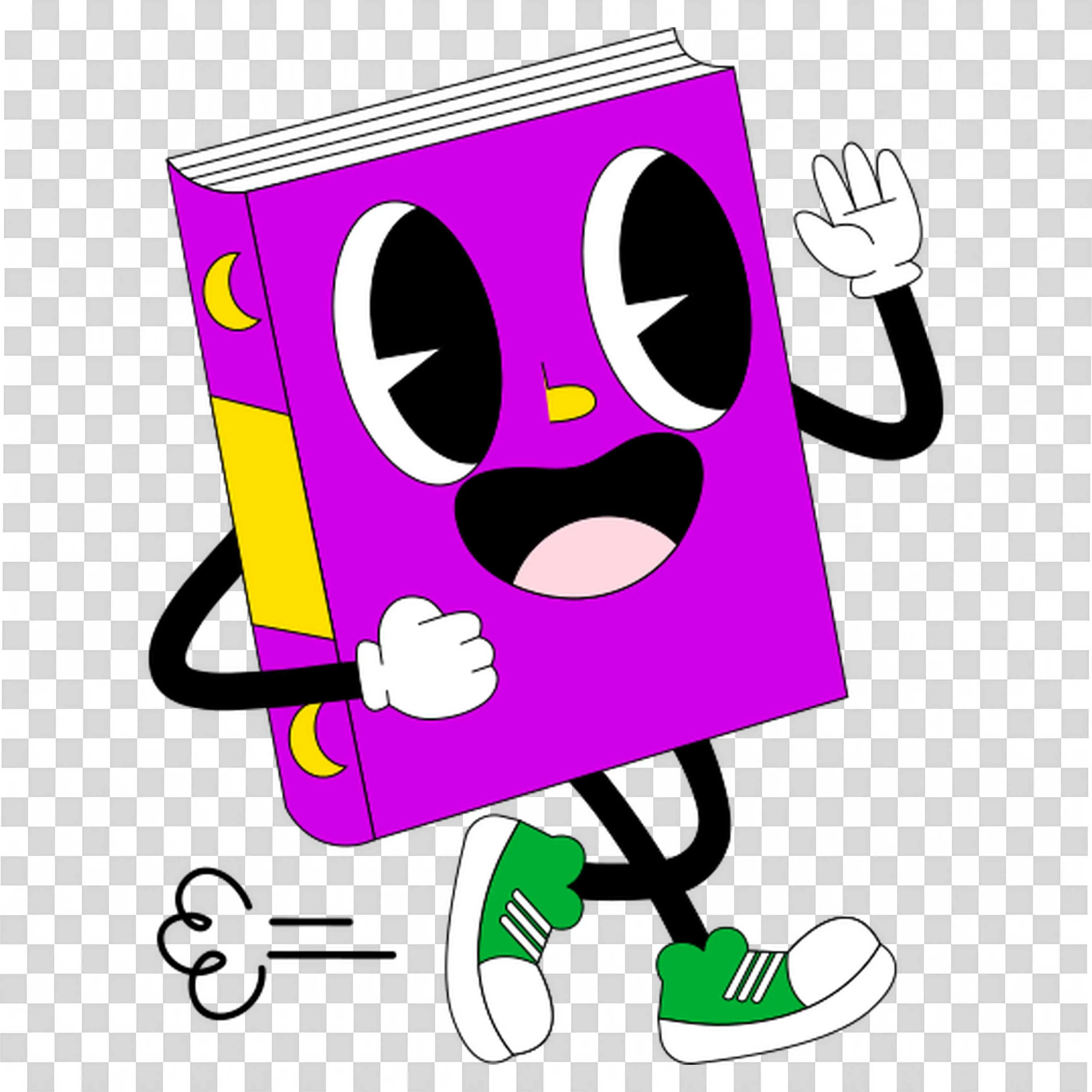 Purple Book Character with Green Sneakers Hd PNG Download
