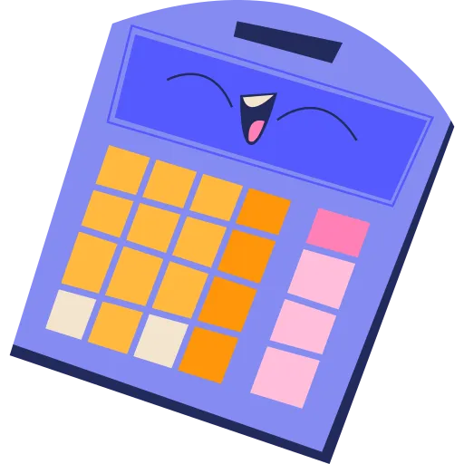 Purple calculator tool used for school math learning