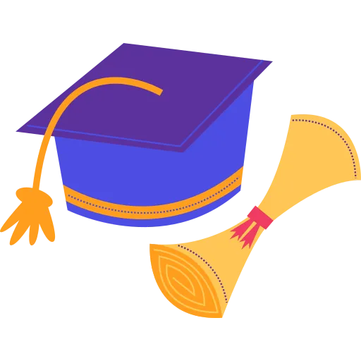 Purple Graduation Cap with Yellow Tassel on Top Side