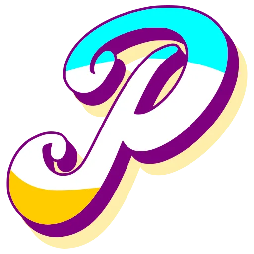 Purple Letter P With Swirl Used in Alphabet and Language