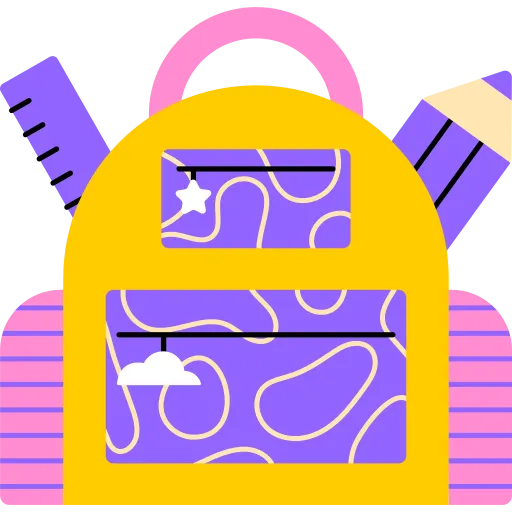 Purple School Backpack Packed With Books and Supplies