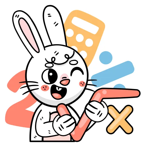 Rabbit with calculator and math tools smiling free PNG