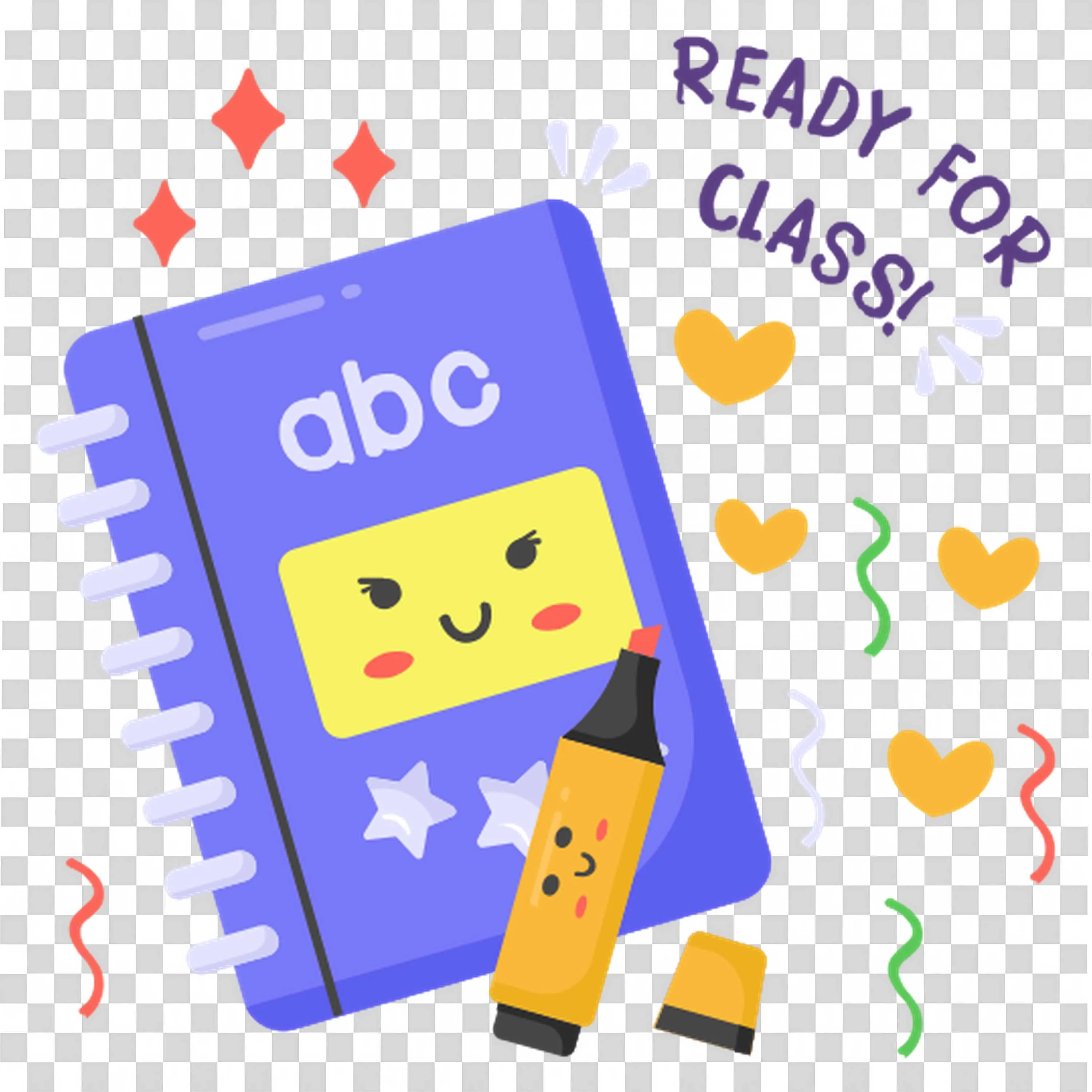 Ready for Class Smiling Abc Notebook with Markers and Hearts