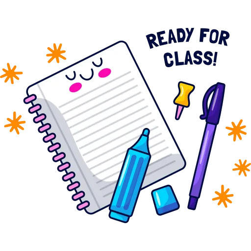 Ready for class with notes and school supplies free PNG