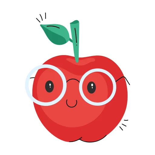 Red Apple with Friendly Eyes for Fun Learning Vibe